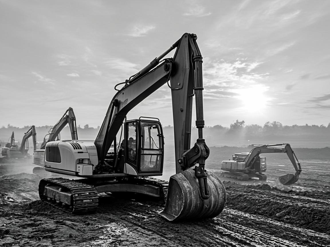 Construction phases — site machinery at dawn